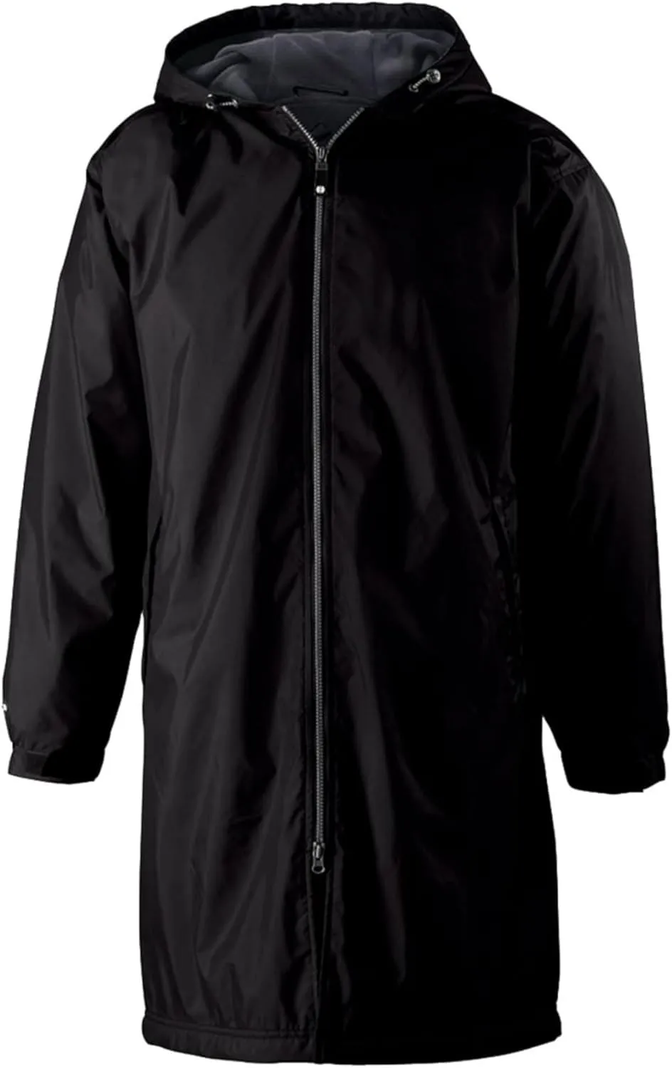 Holloway Men's Conquest Knee-Length Jacket – Warm-Up Wind/Water-Resistant Outerwear, Hooded & Adjustable Fit