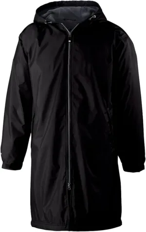 Holloway Men's Conquest Knee-Length Jacket – Warm-Up Wind/Water-Resistant Outerwear, Hooded & Adjustable Fit