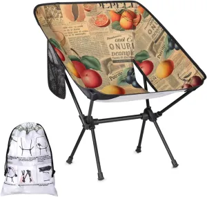 Honeybaby Folding Camping Chair Fruits Poster Camping Chairs Lightweight Portable Chair Outdoor Foldable Chairs for Camping Travel Picnic Beach Hiking