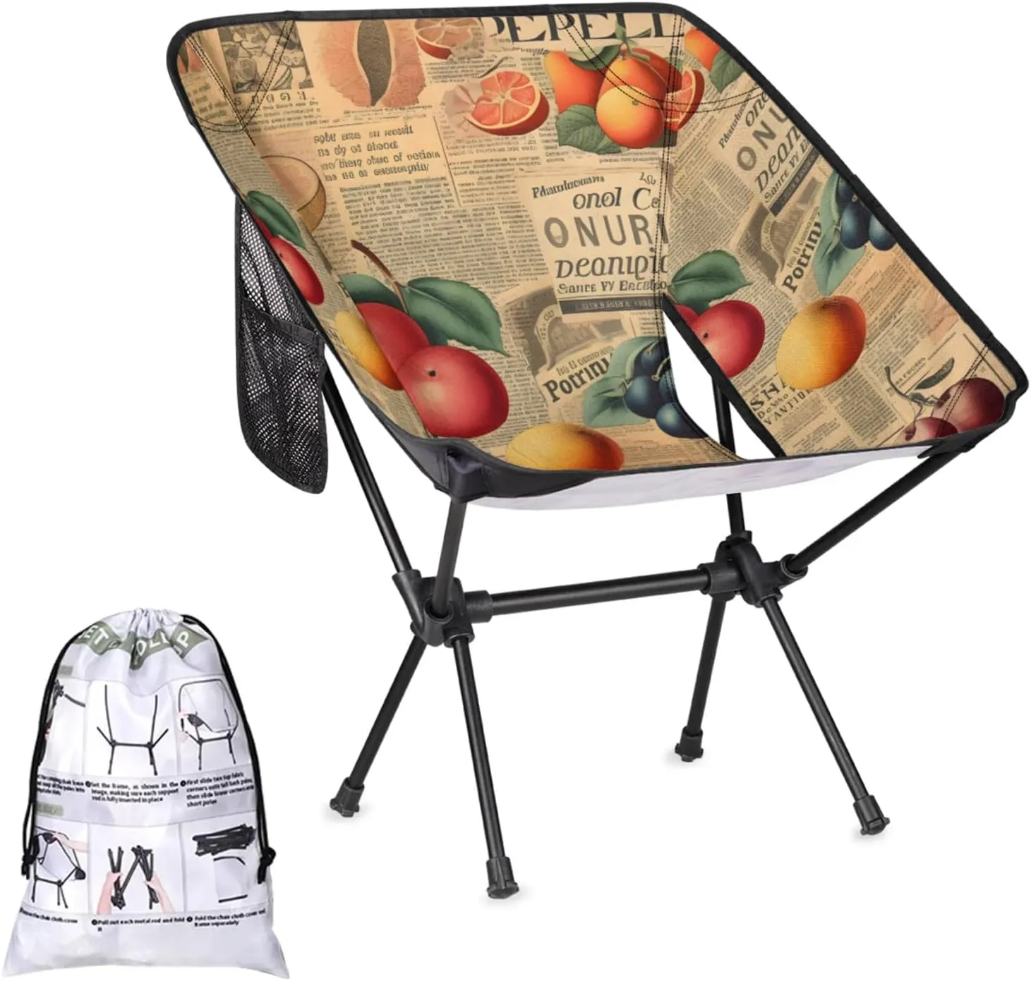Honeybaby Folding Camping Chair Fruits Poster Camping Chairs Lightweight Portable Chair Outdoor Foldable Chairs for Camping Travel Picnic Beach Hiking