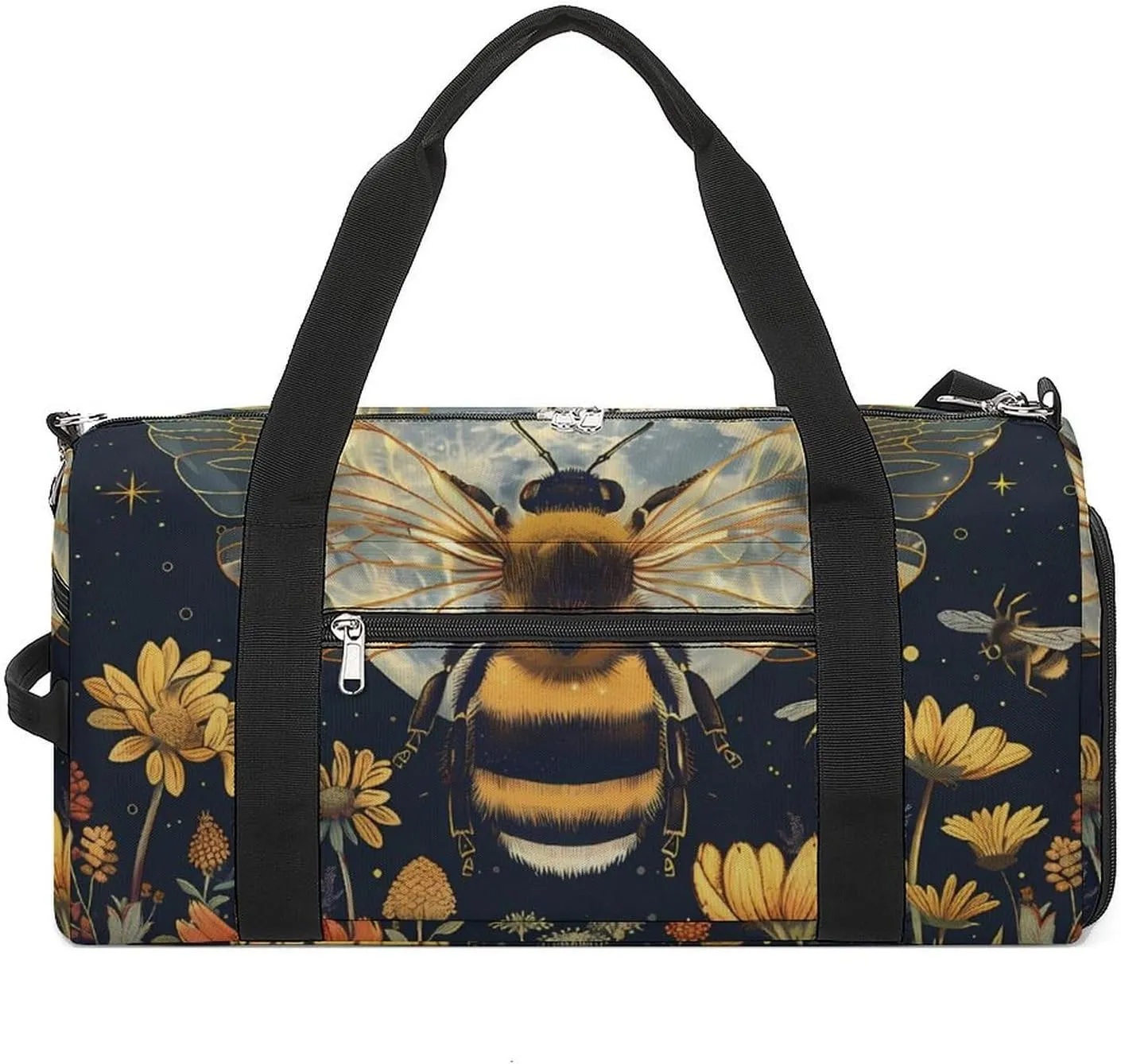 Honeybee Moon Flower Gym Bag for Men Women Lightweight Duffel Bag Sports Workout Bag for Travel Yoga