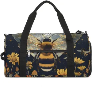 Honeybee Moon Flower Gym Bag for Men Women Lightweight Duffel Bag Sports Workout Bag for Travel Yoga