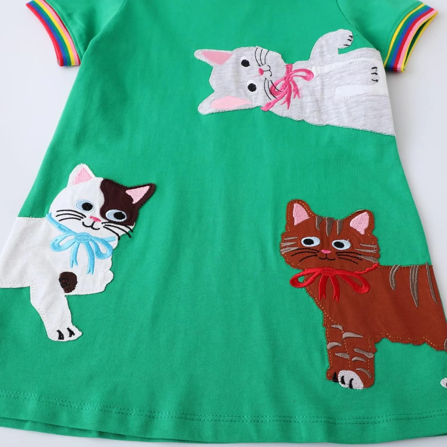 Hongshilian Little Girls Casual Cotton Dress Cartoon Print Short Sleeve Summer T-Shirt Skirt Dresses