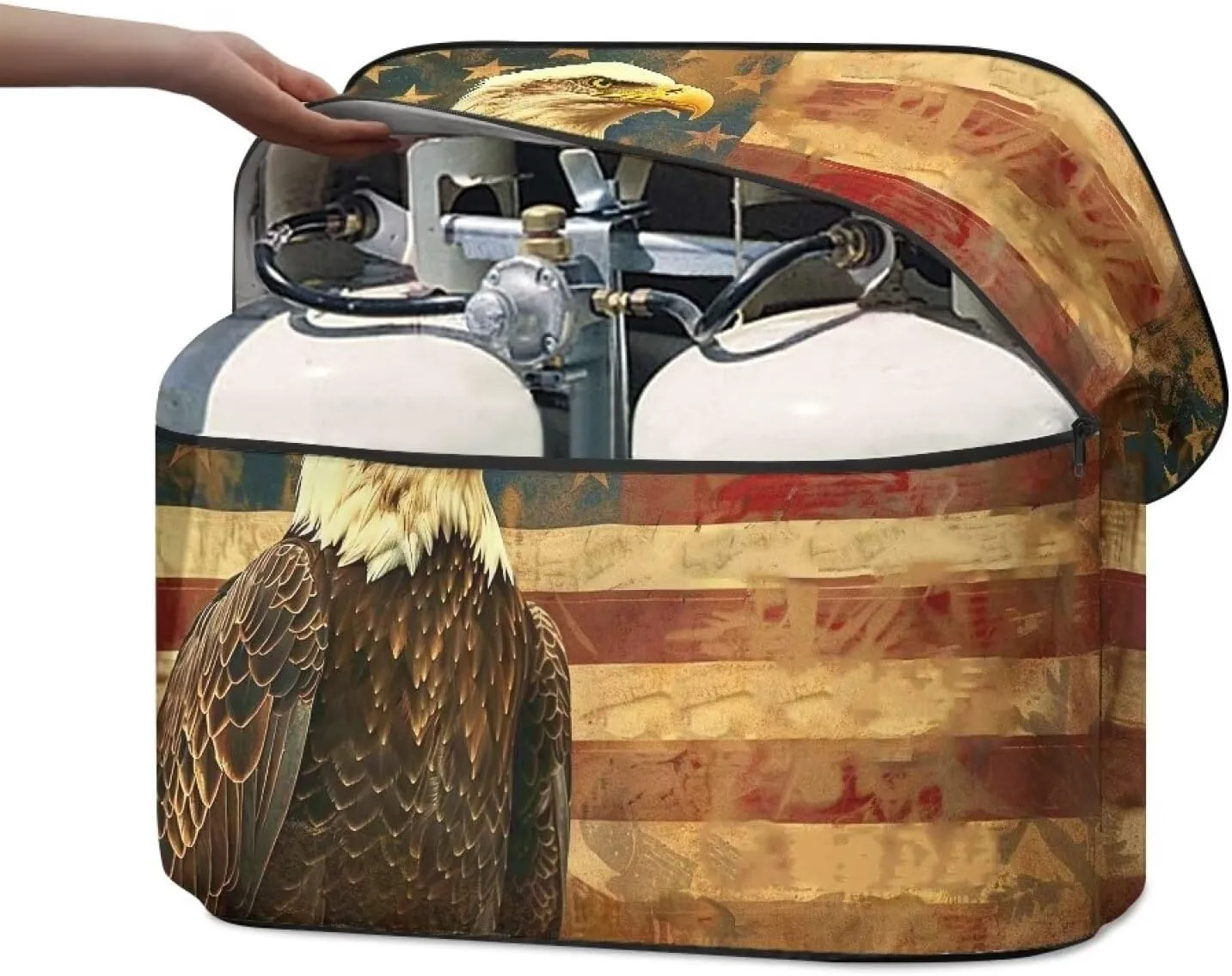 Horeset American Flag Eagle Print RV Propane Tank Cover 40lb Heavy Duty Propane Gas Tank Cover Trailer Travel Accessories, All Weather Protection