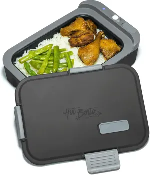 Hot Bento – Self Heated Lunch Box and Food Warmer – Battery Powered, Portable, Cordless, Hot Meals for Office, Travel, Jobsite, Picnics, Outdoor Recreation, Kitchen Meal Prep, Black