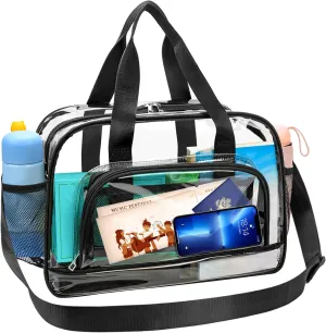 HUANLANG Clear Tote Bag, See Through Stadium Approved Durable Transparent Bag for Women and Men, Large for Work Travel Concerts and Sporting Events