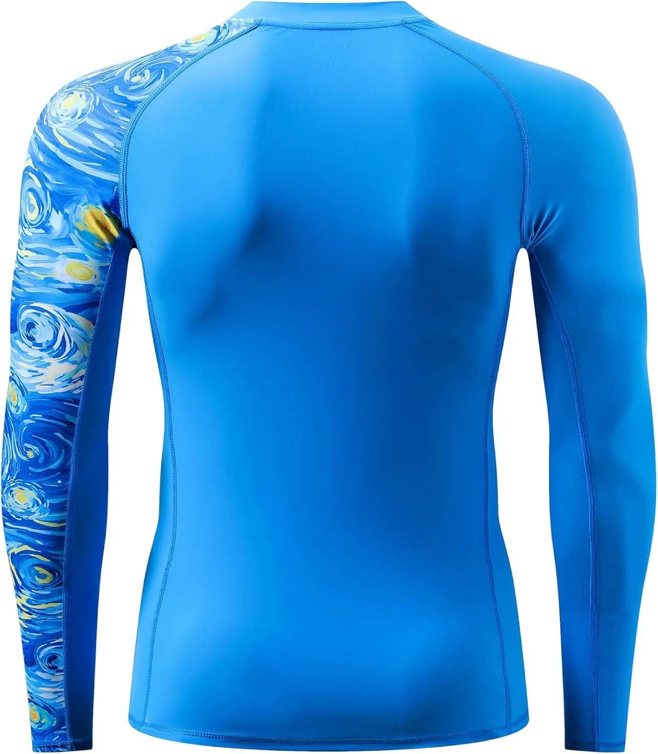 HUGE SPORTS Men's Rash Guard Long Sleeves UPF 50  UV Sun Protection Quick Drying Splice Compression Swim Shirts