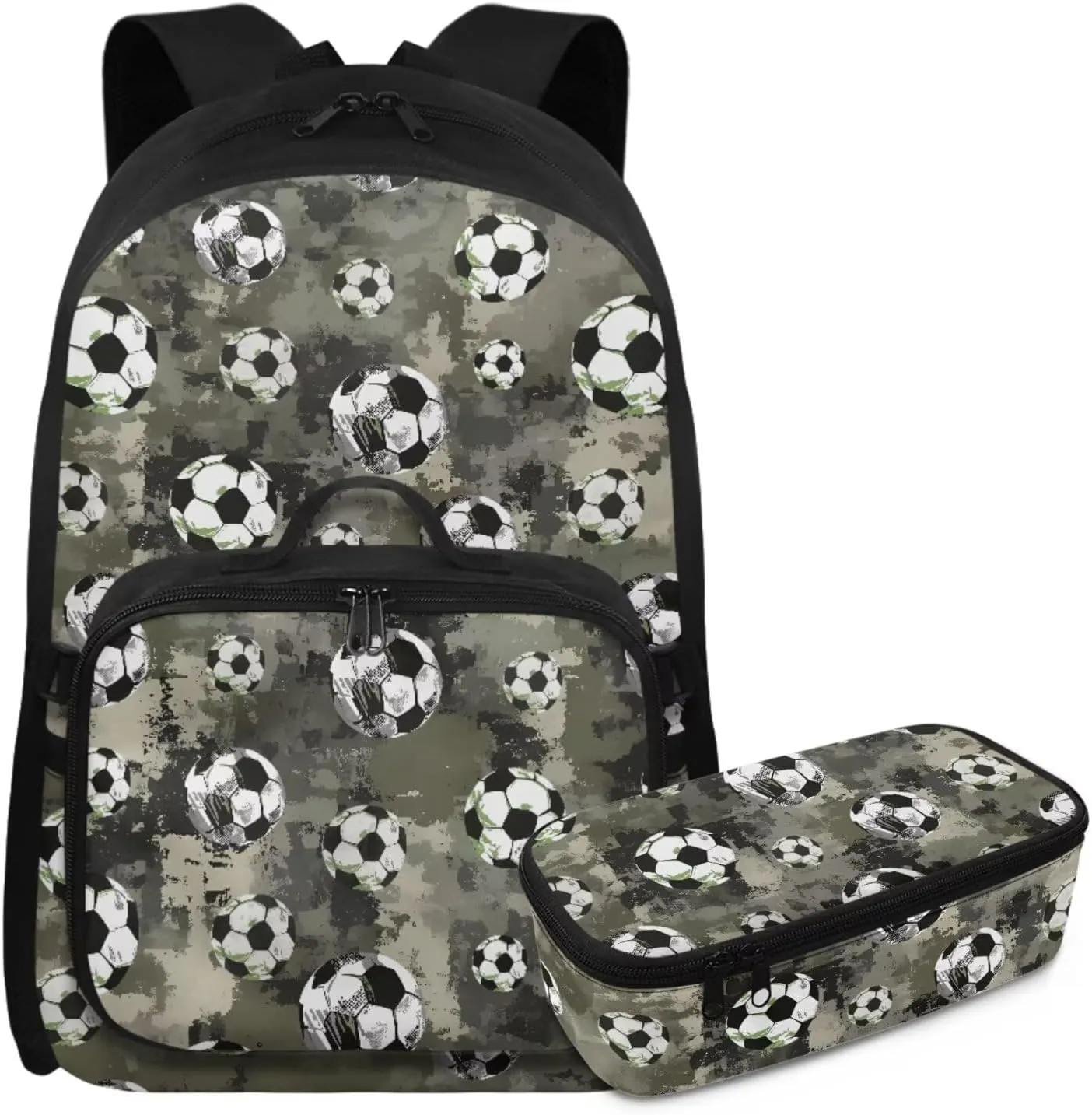 HUGS IDEA Camouflage Football School Backpack for Boys with Lunch Box Cool Kids Bookbag for Boys 6-8 Kids Backpack for Elementary Studnets Book Bag Set Lightweight Children's Schoolbag