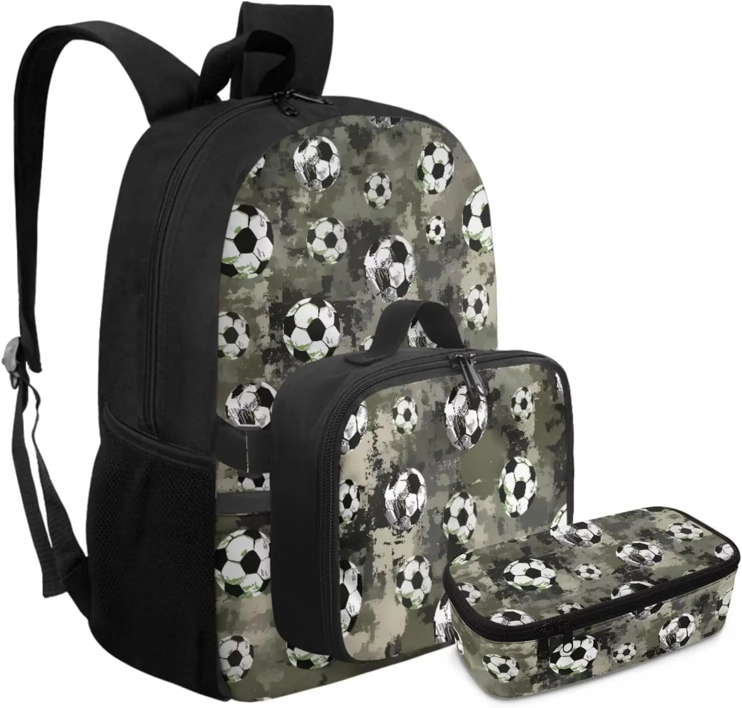 HUGS IDEA Camouflage Football School Backpack for Boys with Lunch Box Cool Kids Bookbag for Boys 6-8 Kids Backpack for Elementary Studnets Book Bag Set Lightweight Children's Schoolbag