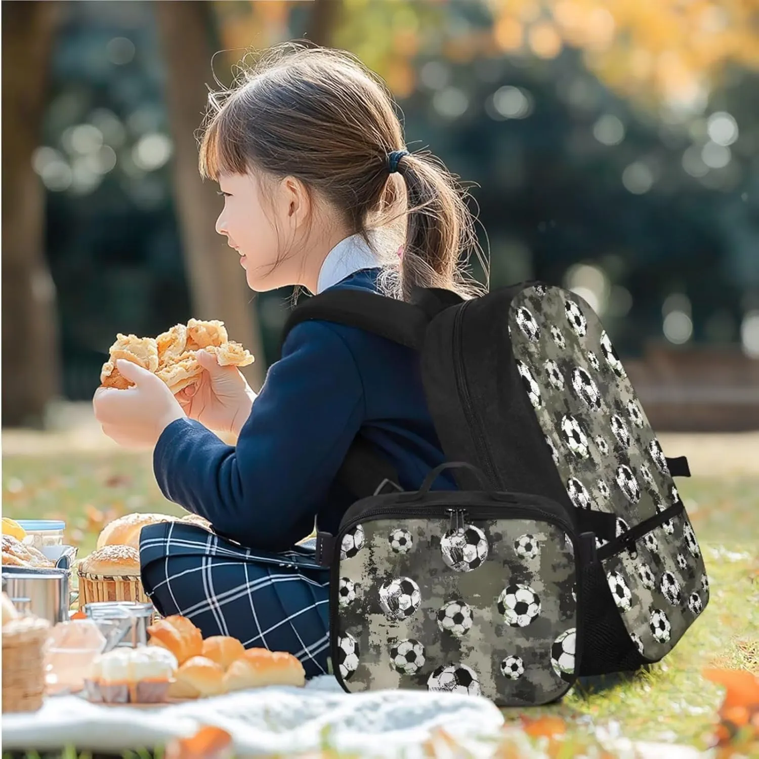 HUGS IDEA Camouflage Football School Backpack for Boys with Lunch Box Cool Kids Bookbag for Boys 6-8 Kids Backpack for Elementary Studnets Book Bag Set Lightweight Children's Schoolbag