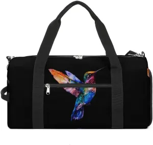 Hummingbird Watercolor Sports Gym Bag for Men Women Travel Duffel Bag with Shoulder Strap