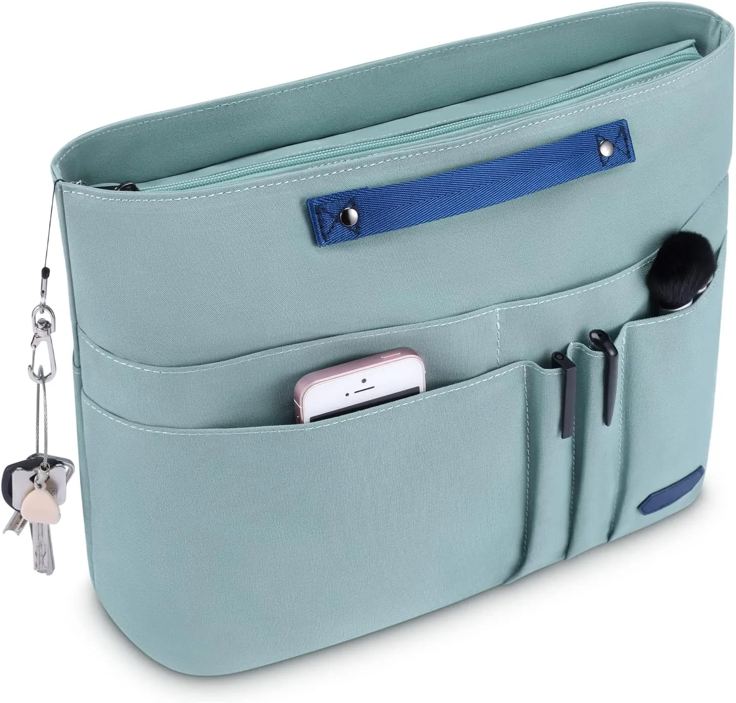 HyFanStr Purse Organizer Insert for Handbags,Tote Bag Organizer Insert Zipper Bag for Women, Handbag Organizer Inside Liner with 15 Pockets