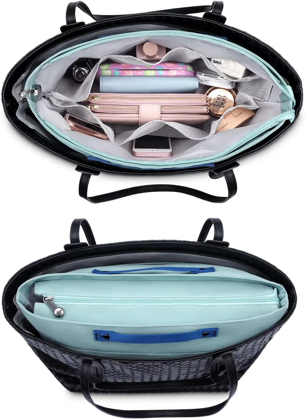 HyFanStr Purse Organizer Insert for Handbags,Tote Bag Organizer Insert Zipper Bag for Women, Handbag Organizer Inside Liner with 15 Pockets