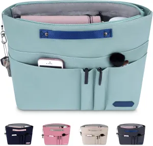 HyFanStr Purse Organizer Insert for Handbags,Tote Bag Organizer Insert Zipper Bag for Women, Handbag Organizer Inside Liner with 15 Pockets