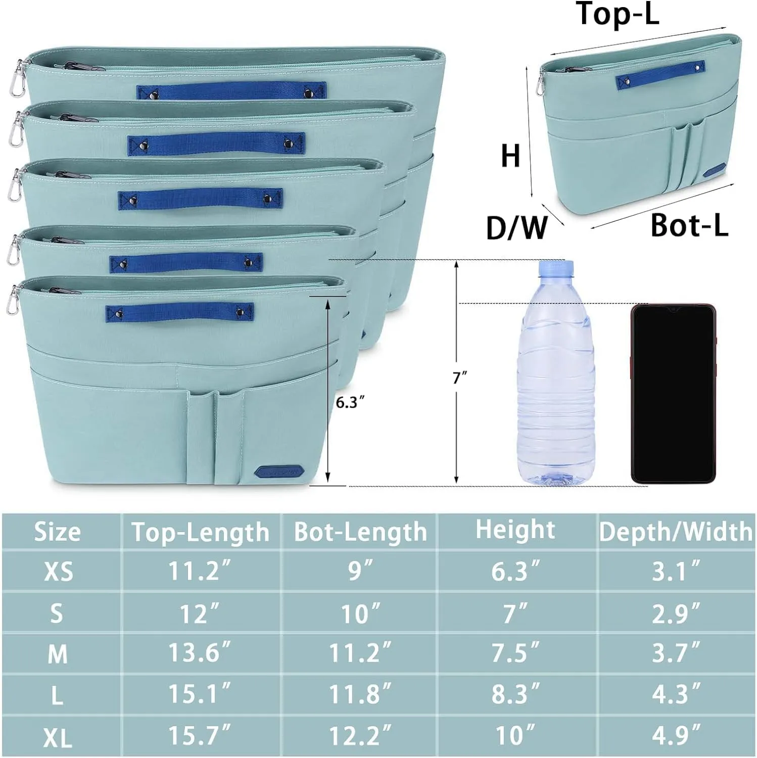 HyFanStr Purse Organizer Insert for Handbags,Tote Bag Organizer Insert Zipper Bag for Women, Handbag Organizer Inside Liner with 15 Pockets