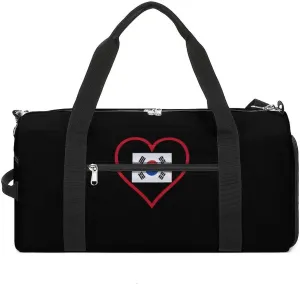 I Love South_Korea Gym Duffle Bag Waterproof Travel Bag Small for Sports and Weekend Getaway