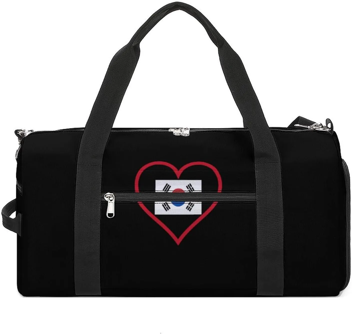 I Love South_Korea Gym Duffle Bag Waterproof Travel Bag Small for Sports and Weekend Getaway
