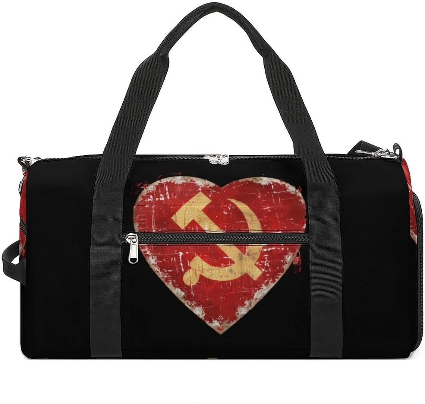 I Love Soviet Union Heart USSR Flag Sports Gym Bag for Men Women Travel Duffel Bag with Shoulder Strap