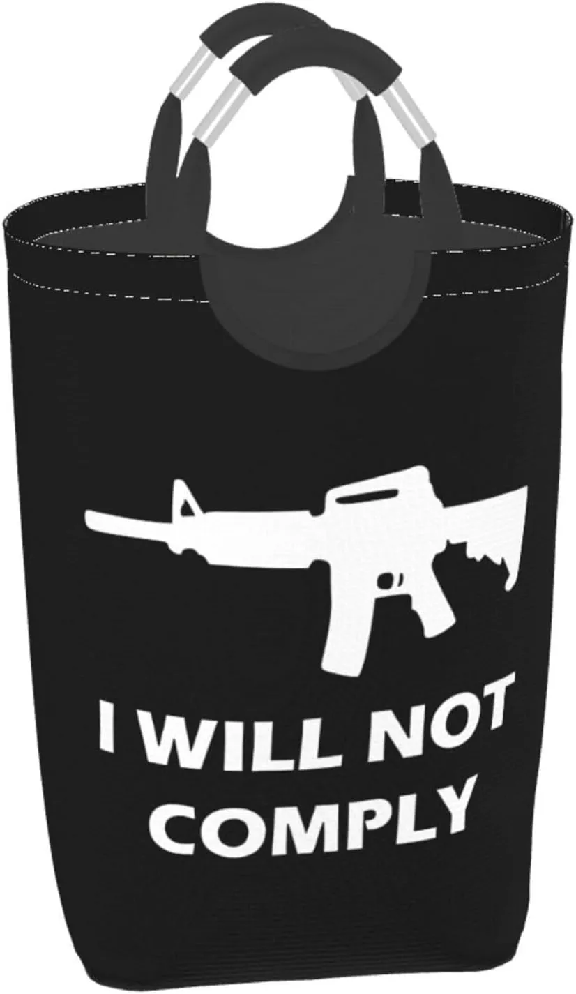 I Will Not Comply Dirty clothes hamper, foldable storage bag, laundry basket with handle 50 liters