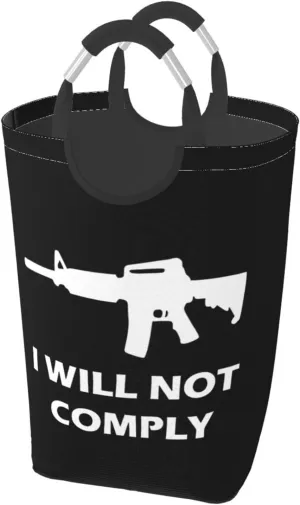 I Will Not Comply Dirty clothes hamper, foldable storage bag, laundry basket with handle 50 liters