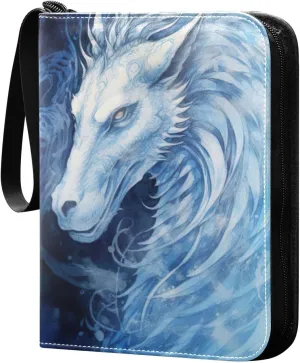 Ice Dragon Painting Card Binder, 400 Pockets Card Holder with 50 Sleeves, Sturdy Card Holder Folders for Game Cards & Sports Cards