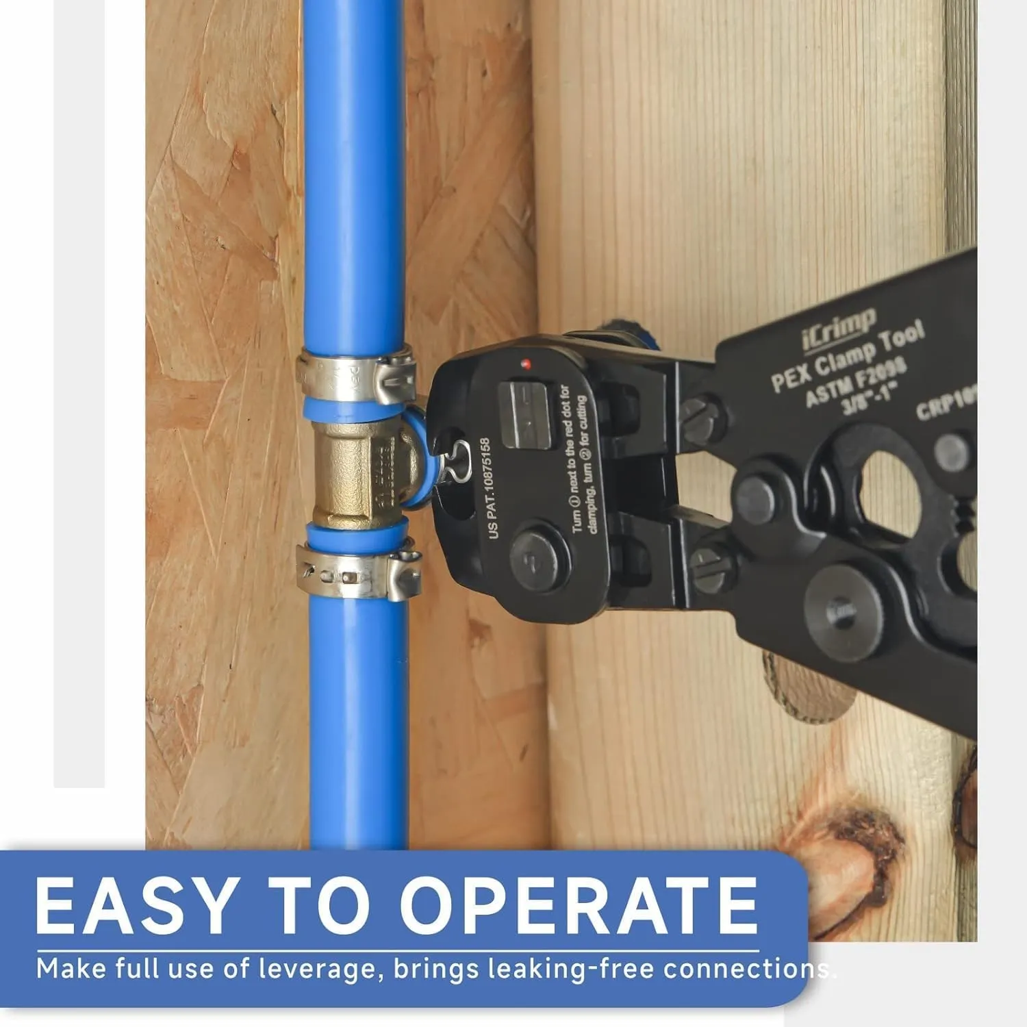 iCRIMP Ratchet Cinch Tool with Removing Function for 3/8 to 1-inch Stainless Steel Clamps and 20pcs 1/2-inch PEX Clamps and 12pcs 1/2-inch Pex Fittings