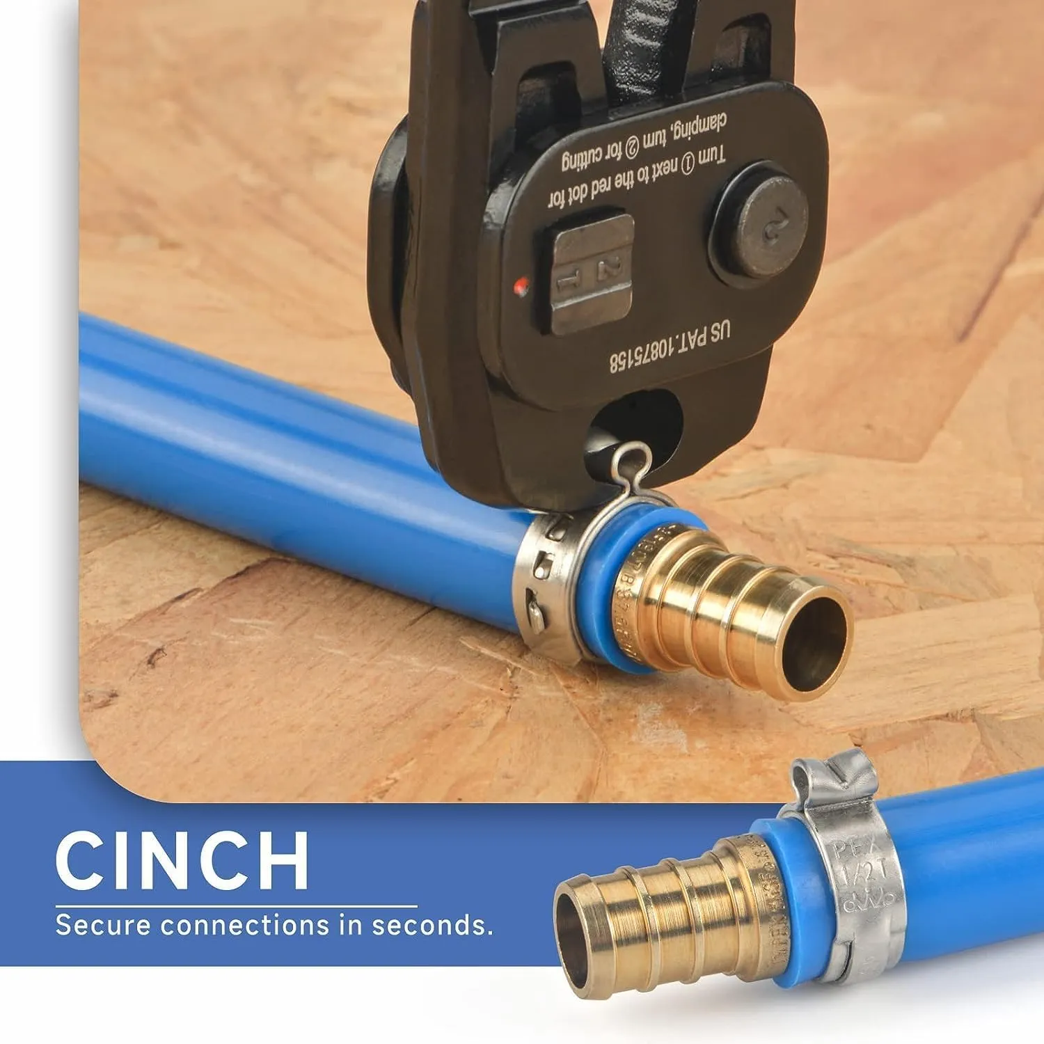 iCRIMP Ratchet Cinch Tool with Removing Function for 3/8 to 1-inch Stainless Steel Clamps and 20pcs 1/2-inch PEX Clamps and 12pcs 1/2-inch Pex Fittings