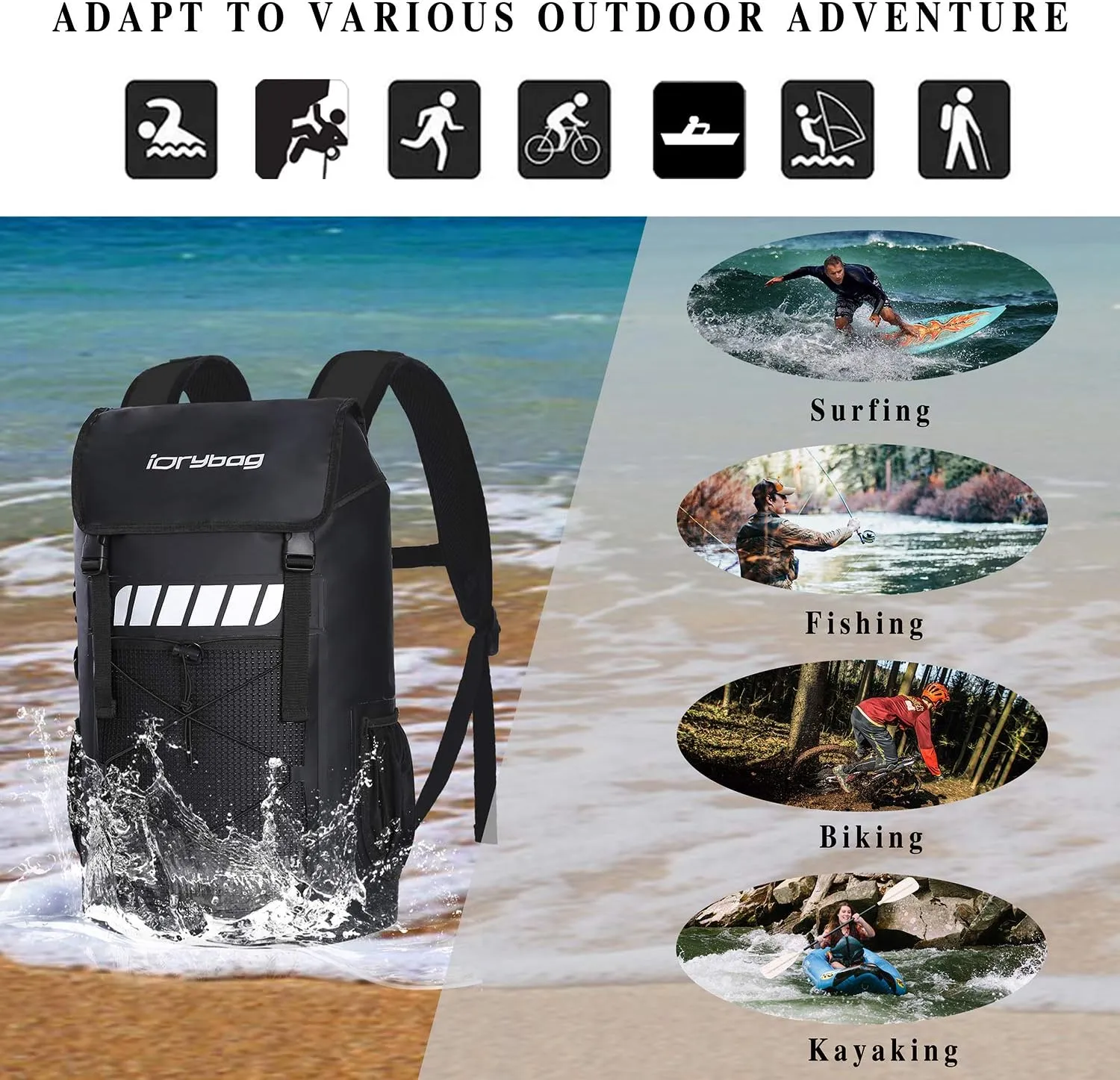 IDRYBAG Waterproof Backpack for Men 25L/45L, Dry Bags Kayak, Dry Backpack Camping Hiking