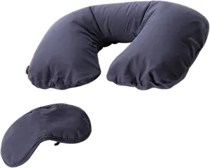 Inflatable Travel Neck Pillow and Eye Mask Sleep Set for Adults and Kids Travel Accessory for Relaxing Comfort Pain Relief for Flights and Car Rides Essential - Blue 223