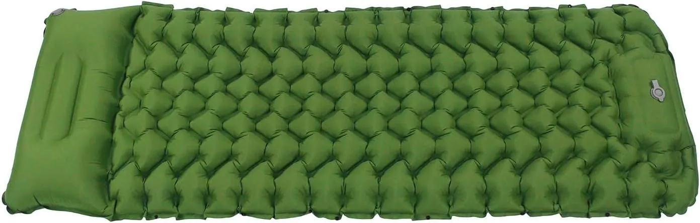 Inflating Sleeping Pad, Camping Sleeping Mat, Double Camping Sleeping Pad, Inflating Sleeping Pad Ergonomic Design Foot Inflatable Sleeping Pad with Storage Bag for Office Outdoor Camping(Olive Green)