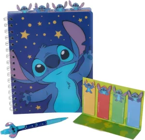 Innovative Designs Disney Stitch Tab Journal Spiral Notebook, Ballpoint Pen, Sticky Tabs, 96 Lined Pages, Dark Blue