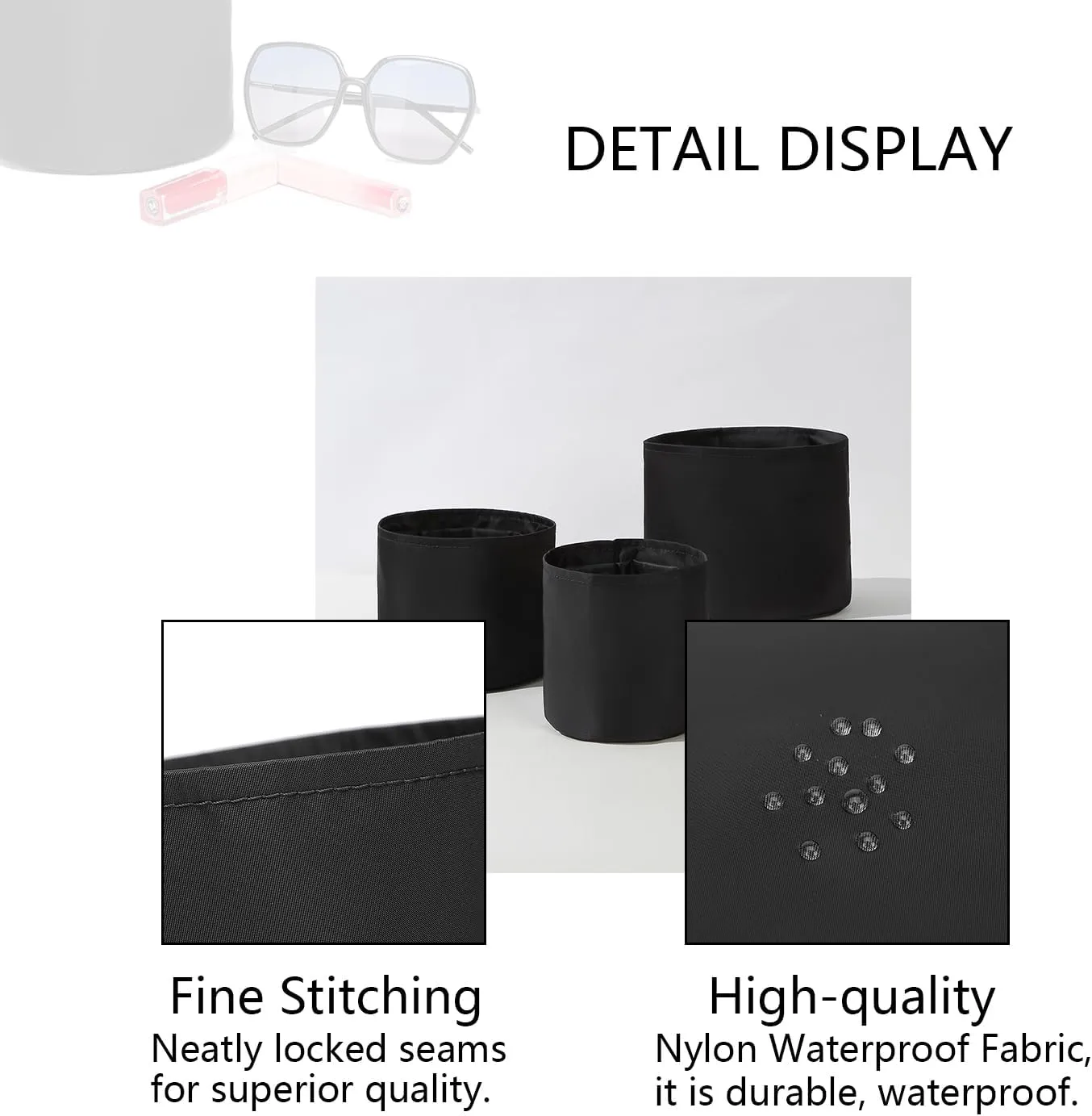Insert Bag Lined Cosmetic Storage for Tote Organizer Insert Makeup Lightweight and Practical Liner Bag (Black-Nylon,Small)