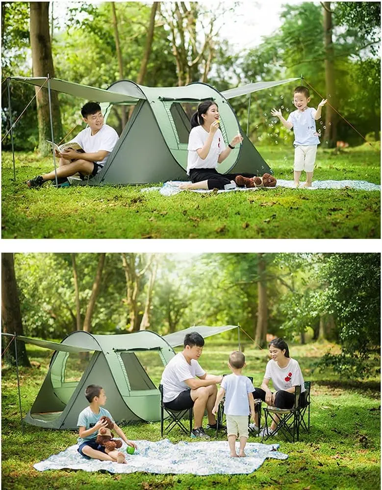 Instant Family Tent for Camping,Hiking & Traveling Automatic Camping Tent 2 Second Setup Pop Up Tent - 2 Big Doors and 2 Mesh Windows