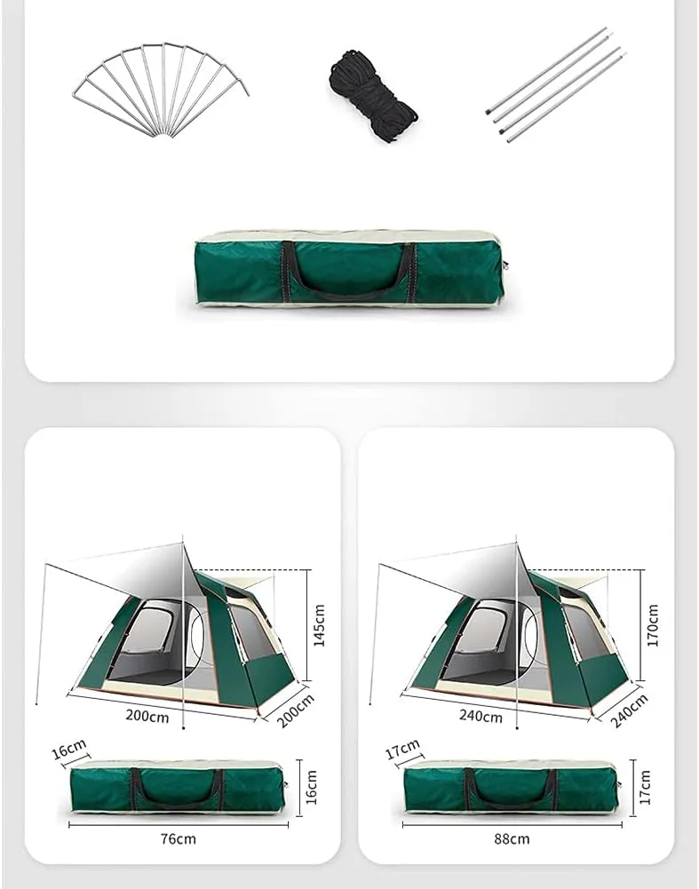 Instant Pop Up Camping Tent for 3 to 8 People Family Tent Double Layer Lightweight with Carry Bag for Outdoor Camping Hiking Climbing Fishing