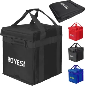 Insulated Reusable Grocery Bags - Insulated Cooler Bags for Groceries, Travel Cooler Bag for Frozen and Hot Food with Zippered Top (Black)