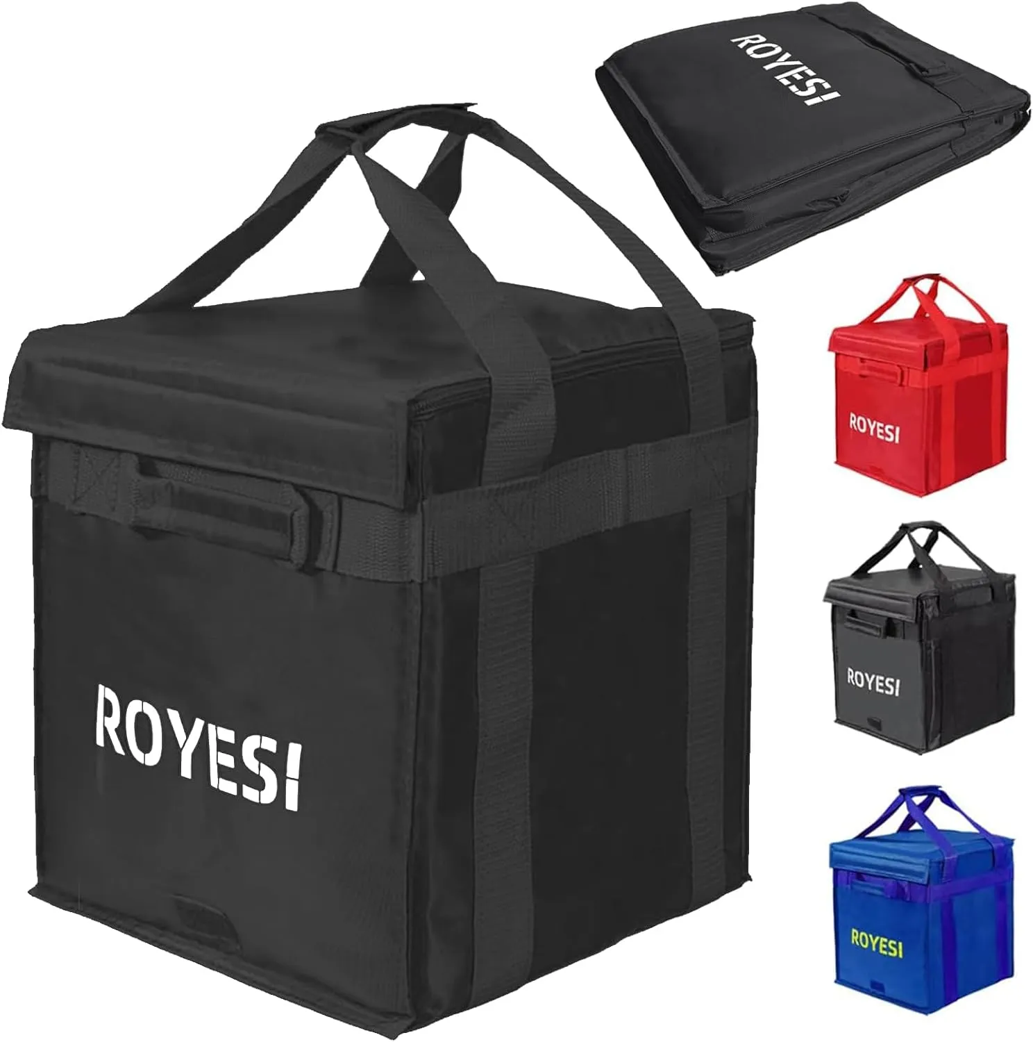 Insulated Reusable Grocery Bags - Insulated Cooler Bags for Groceries, Travel Cooler Bag for Frozen and Hot Food with Zippered Top (Black)