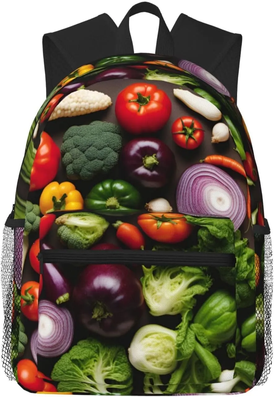 Introduction of various vegetables College Backpack For Women Men,Lightweight Travel Bag Backpack With Pockets for Women Men