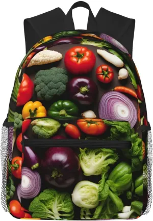 Introduction of various vegetables College Backpack For Women Men,Lightweight Travel Bag Backpack With Pockets for Women Men
