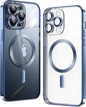iPhone 14 Pro Blue Electro MagSafe Case With Camera Glass Protection
