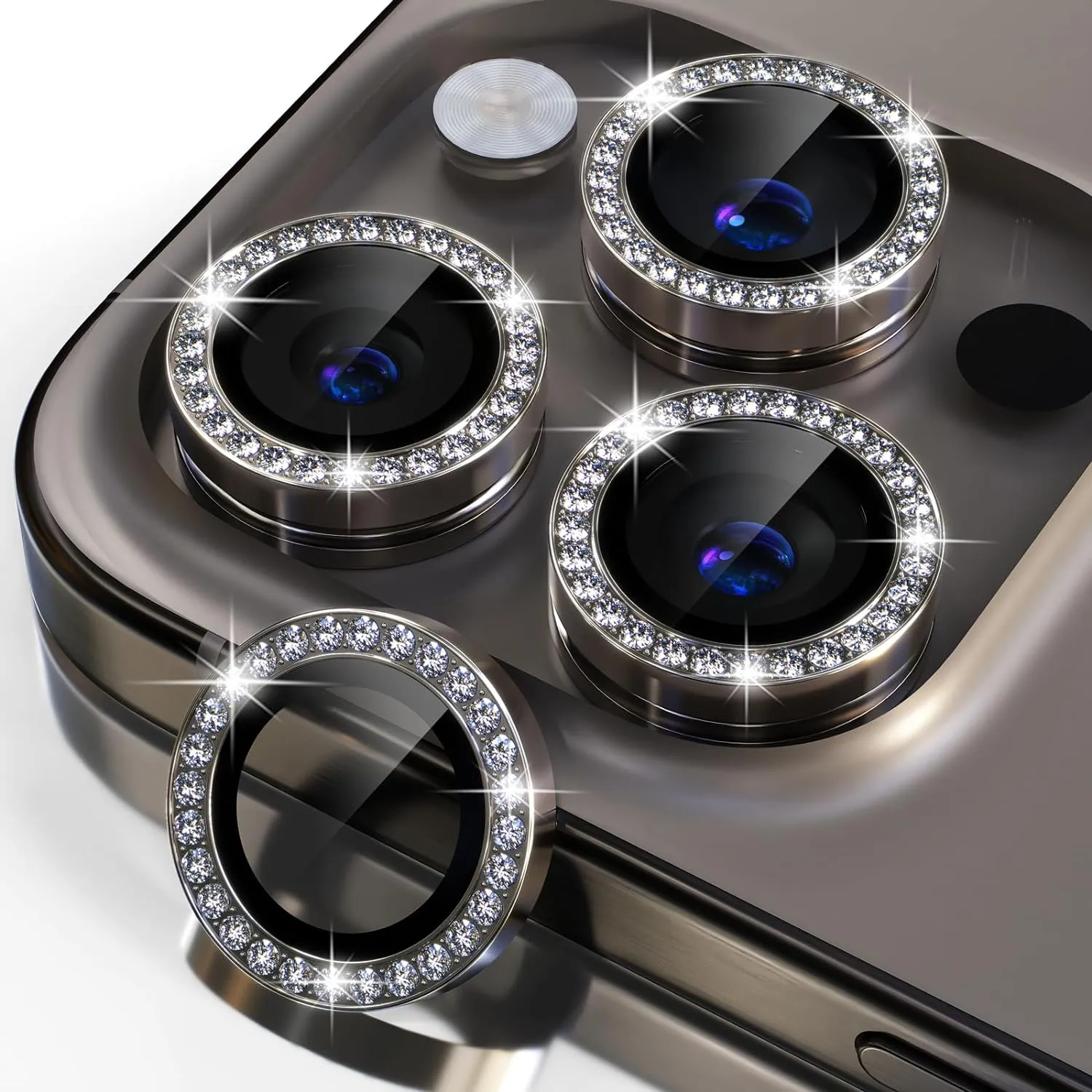 iPhone 15 Series Diamond Camera Lens tector for Apple  | HD Clear Real Glass tection   Metal Alloy Full Fit Lens Ring Cover
