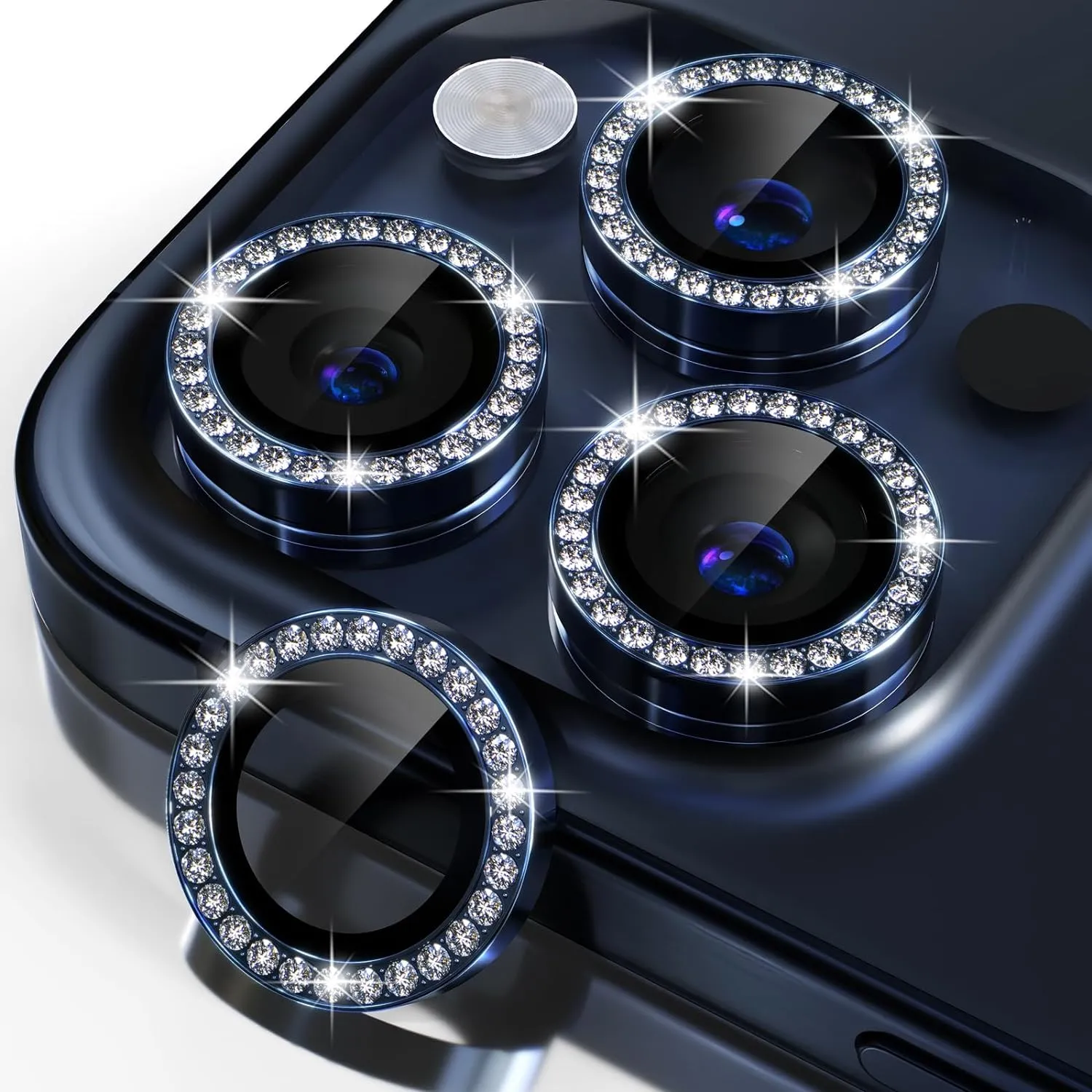 iPhone 15 Series Diamond Camera Lens tector for Apple  | HD Clear Real Glass tection   Metal Alloy Full Fit Lens Ring Cover