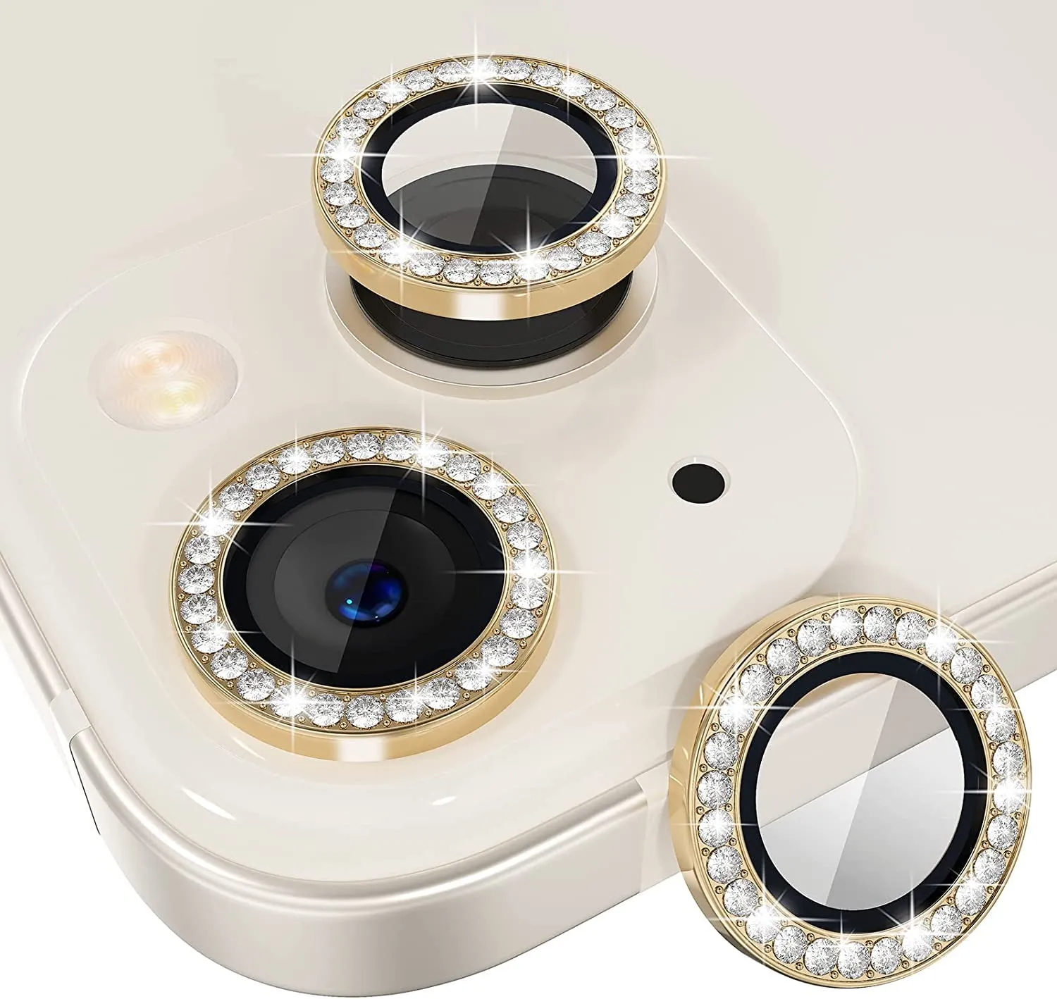 iPhone 15 Series Diamond Camera Lens tector for Apple  | HD Clear Real Glass tection   Metal Alloy Full Fit Lens Ring Cover