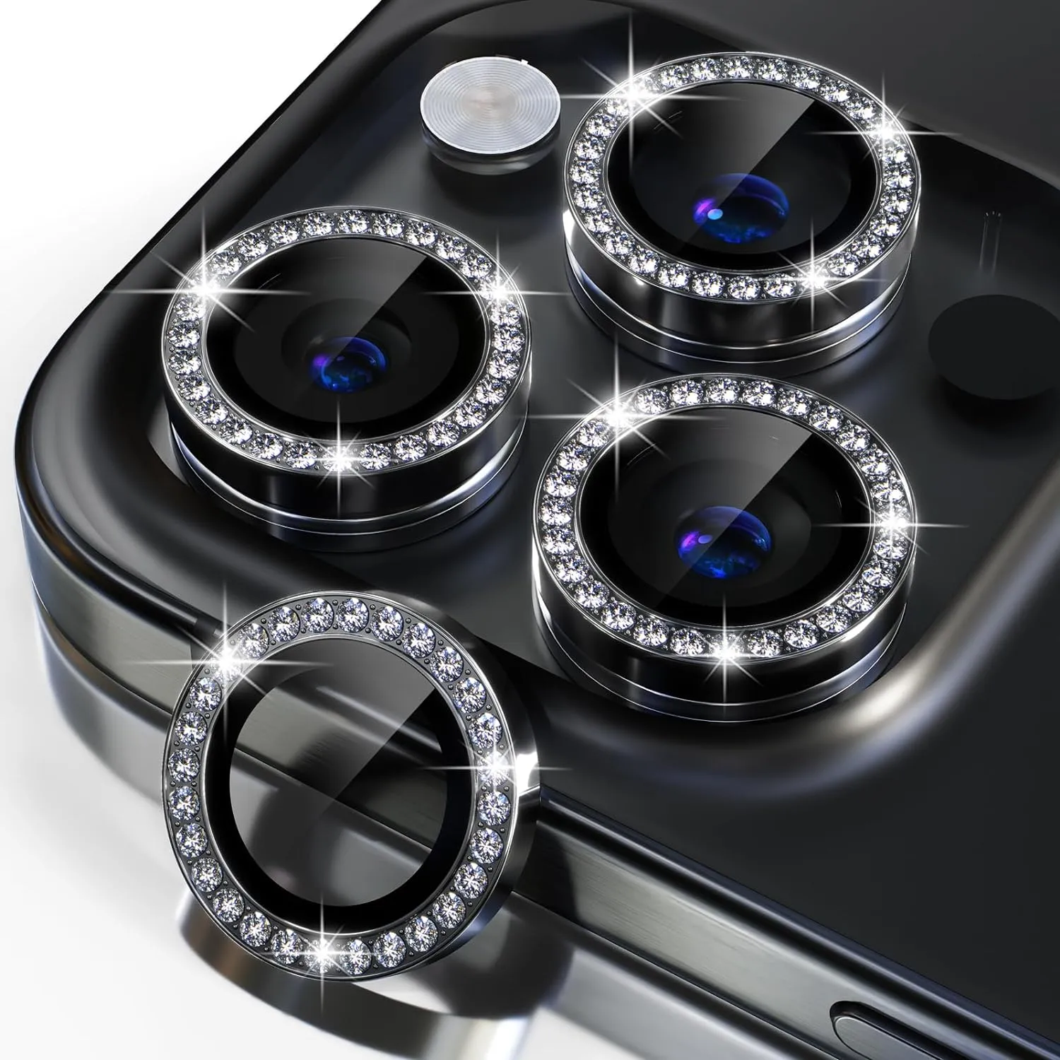 iPhone 15 Series Diamond Camera Lens tector for Apple  | HD Clear Real Glass tection   Metal Alloy Full Fit Lens Ring Cover
