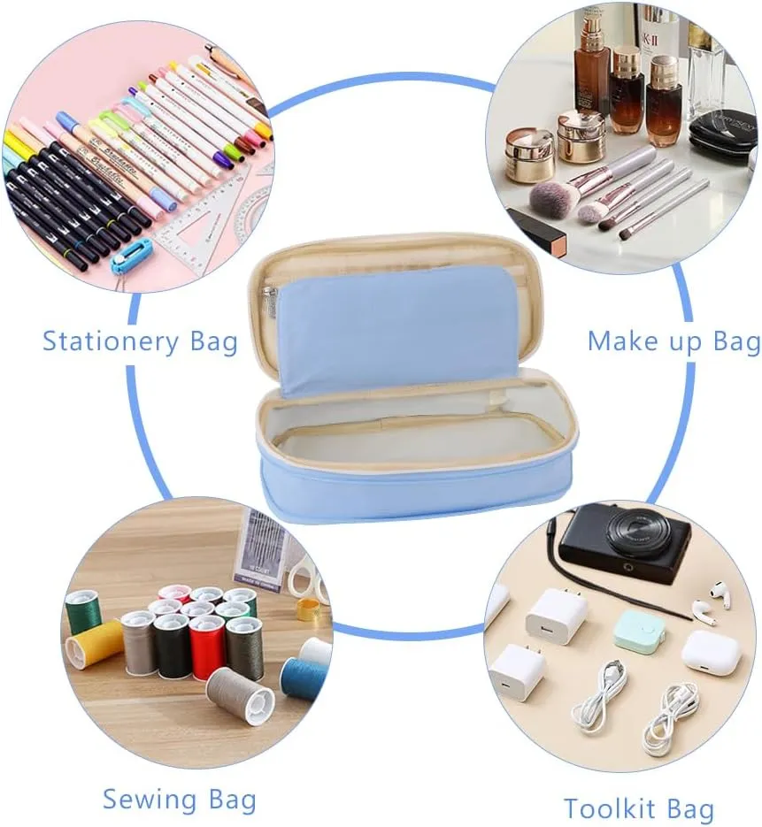 iSuperb Foldable Pencil Case Zipper Big Capacity Aesthetic Canvas Pencil Pouch Compartments Stationery Organizers Pen Bag for Kids Girls Boys Teen Child Student School Supplies Makeup Bags