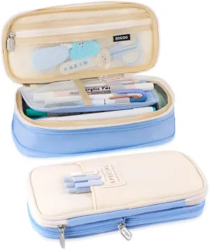 iSuperb Foldable Pencil Case Zipper Big Capacity Aesthetic Canvas Pencil Pouch Compartments Stationery Organizers Pen Bag for Kids Girls Boys Teen Child Student School Supplies Makeup Bags