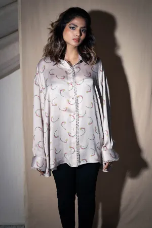 Ivory Printed Oversized Shirt