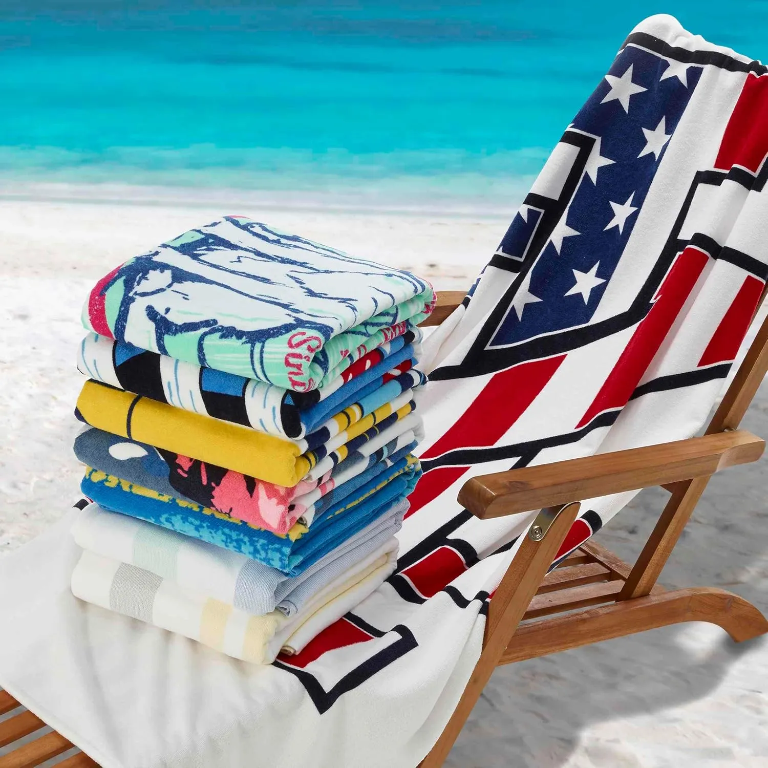 IZOD - Beach Towel, Soft & Absorbent Cotton Sheared Velour, Printed Beach Accessories, Dorm Room Essentials (Lifeguard Chair Collection, 40" x 70")