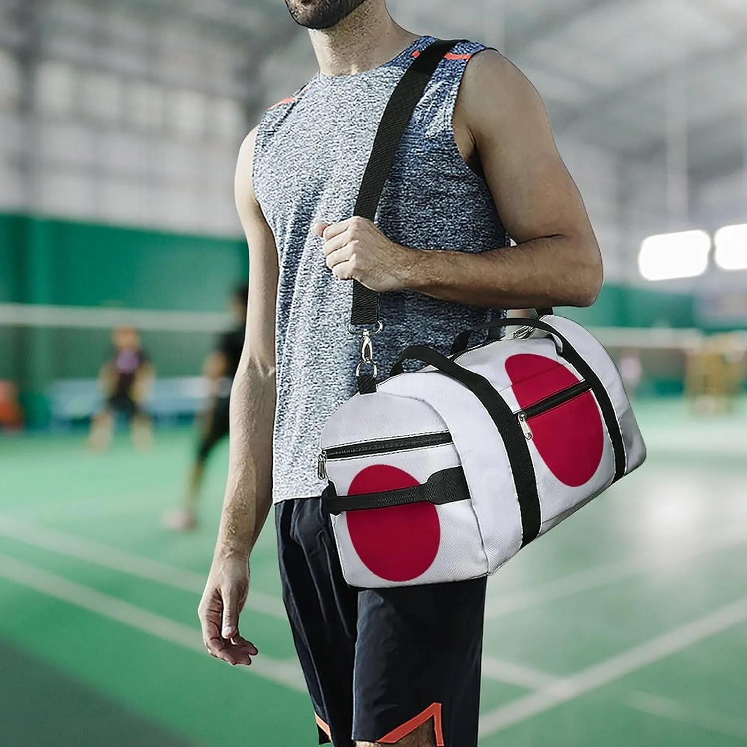 Japan Flag Duffel Bag for Men Women with Shoe Compartment Weekender Tote