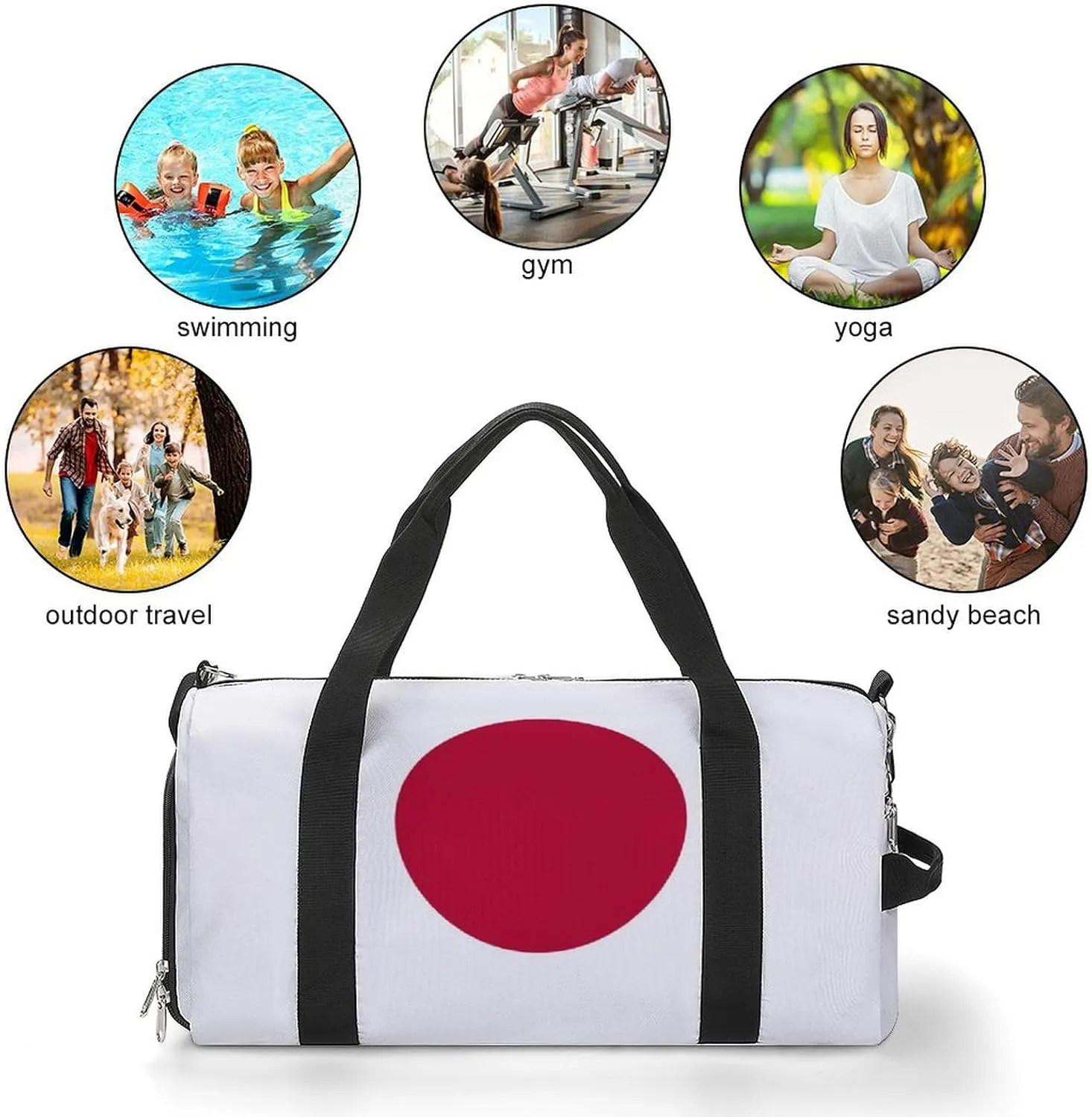Japan Flag Duffel Bag for Men Women with Shoe Compartment Weekender Tote