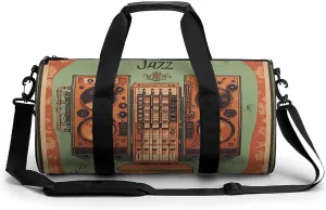 Jazz Music Equipment with Vintage Background Gym Bag for Men Women Water Resistant Duffle Bag Travel Lightweight Bag for Travel Sports